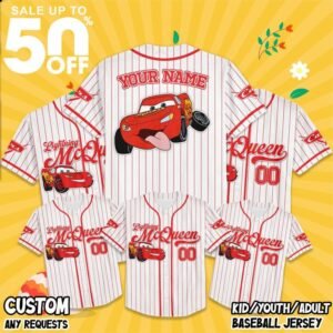 Personalized Disney Cars Lightning McQueen Jersey Baseball