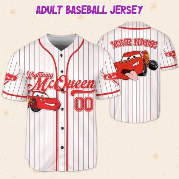 Personalized Disney Cars Lightning McQueen Jersey Baseball - Image 4