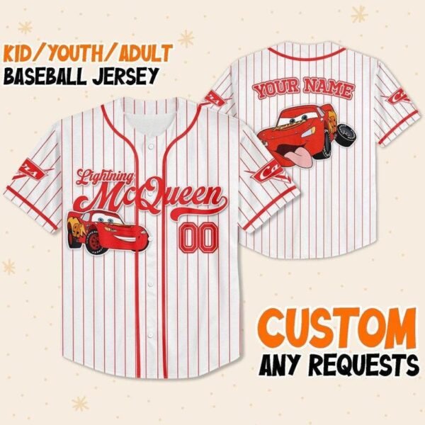 Personalized Disney Cars Lightning McQueen Jersey Baseball - Image 2