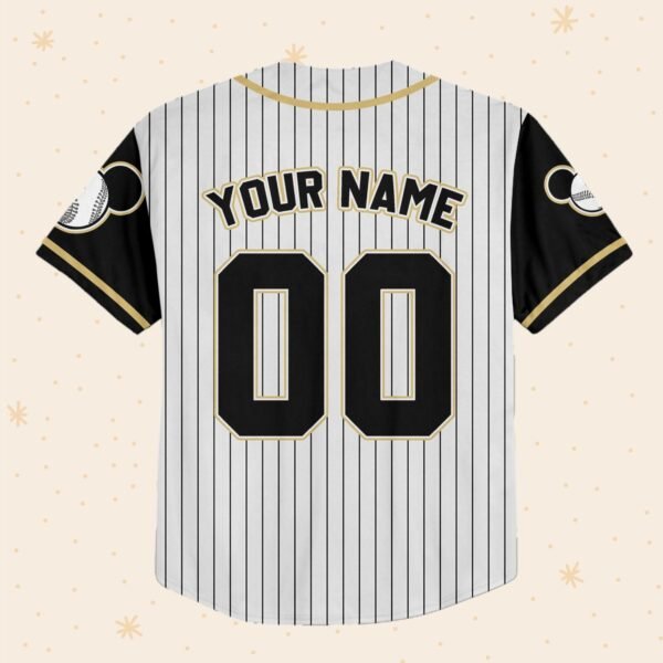 Personalized White & Gold Mickey Jersey, Black Sleeve Pinstripe Shirt - Image 6