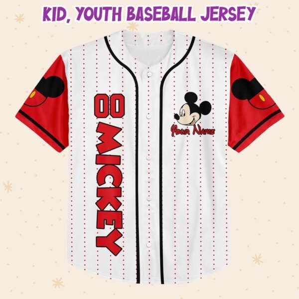 Personalize Disney Mickey Symbol Red Jersey, Custom Name Disney Shirt - Image 3