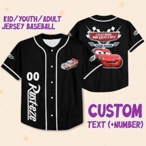 Personalize light Mcqueen speed Custom Kids, Youth, Adult 3D All Over Print Baseball Jersey