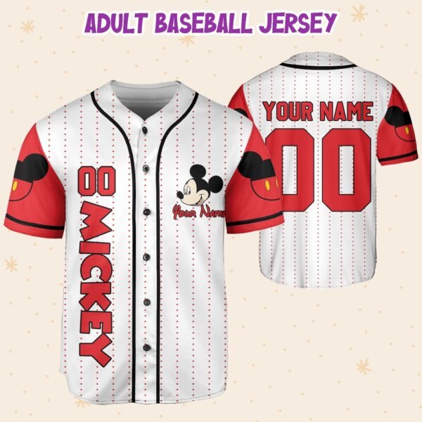 Personalize Disney Mickey Symbol Red Jersey, Custom Name Disney Shirt - Image 6
