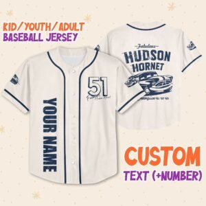 Personalize Cars Hudson Hornet Piston Cup Champion Baseball Jersey Sports