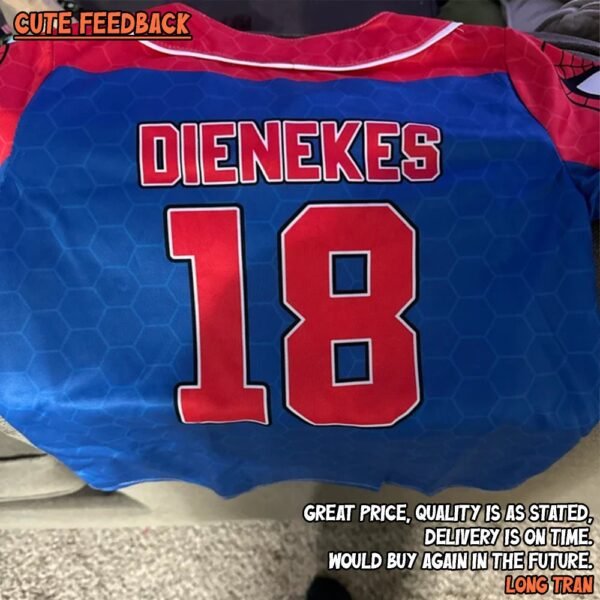 Custom Name Spider Man Blue And Red Baseball Jersey, Spider Birthday Gift - Image 6