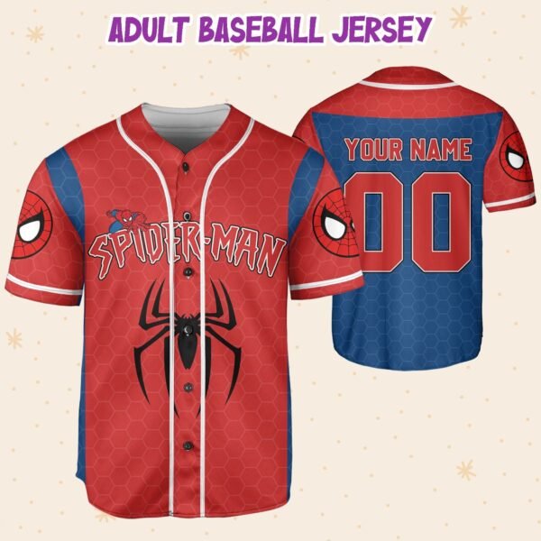 Custom Name Spider Man Blue And Red Baseball Jersey, Spider Birthday Gift - Image 5