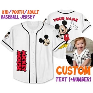 Personalize Vintage Disney Cute Mickey Mouse Baseball Jersey