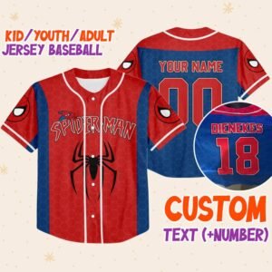 Custom Name Spider Man Blue And Red Baseball Jersey, Spider Birthday Gift
