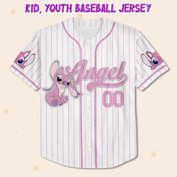 Lilo and Stitch Angel Custom Name Baseball Jersey, Stitch Birthday Family Shirt - Image 3