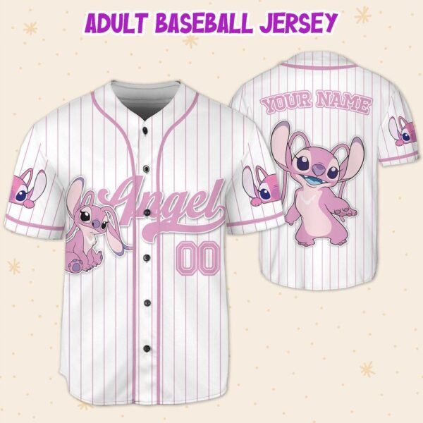 Lilo and Stitch Angel Custom Name Baseball Jersey, Stitch Birthday Family Shirt - Image 4