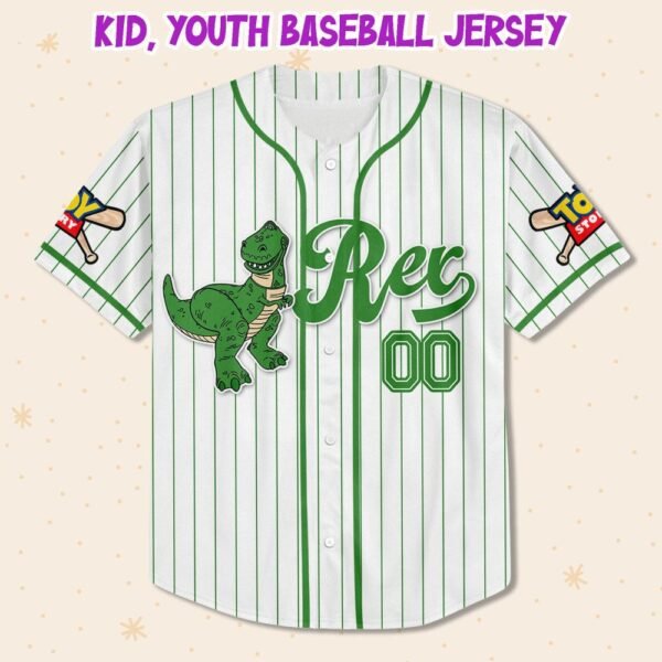 Custom Disney Toy Story Rex Baseball Jersey, T Rex Birthday Jersey Shirt - Image 3