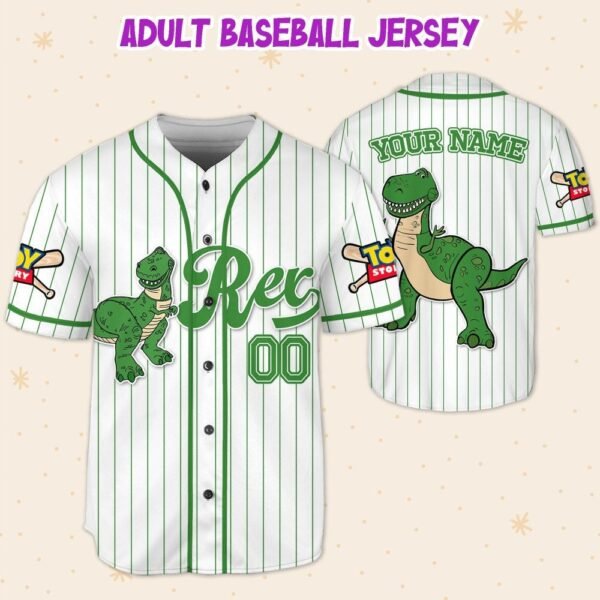 Custom Disney Toy Story Rex Baseball Jersey, T Rex Birthday Jersey Shirt - Image 6