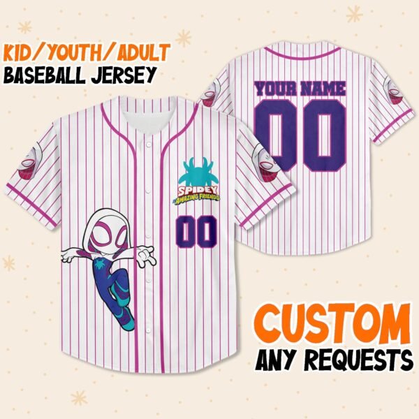 Personalize Spidey And His Amazing Friends Gwen Stacy White Pink Jersey