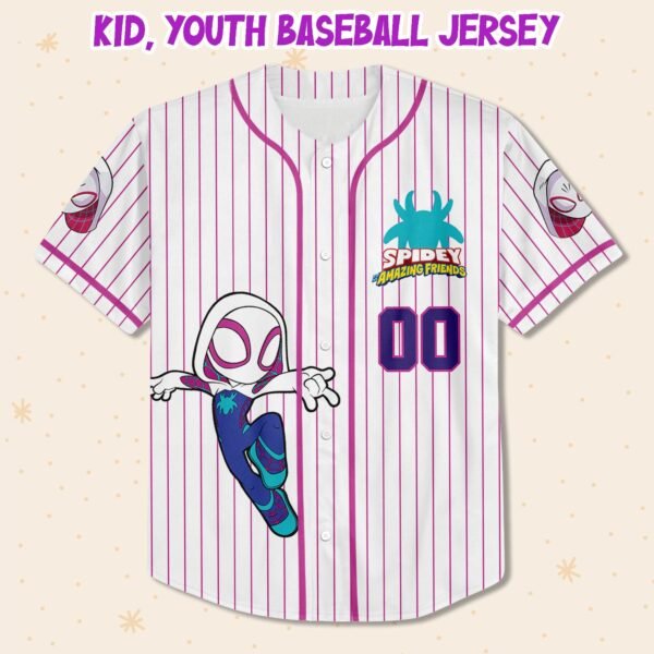 Personalize Spidey And His Amazing Friends Gwen Stacy White Pink Jersey - Image 5