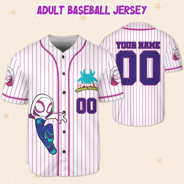 Personalize Spidey And His Amazing Friends Gwen Stacy White Pink Jersey - Image 3