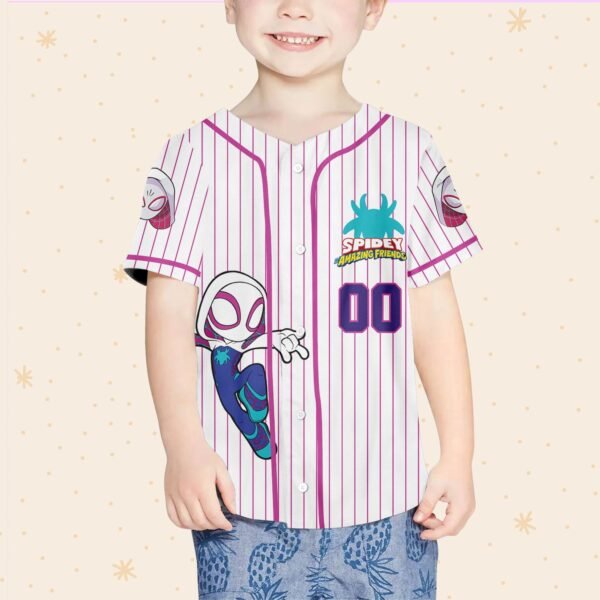 Personalize Spidey And His Amazing Friends Gwen Stacy White Pink Jersey - Image 4