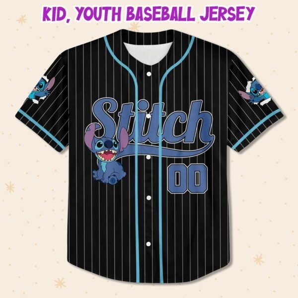 Personalize Disney Stitch Happy Striped Black Jersey, Lilo Stitch Birthday Gift - Image 3