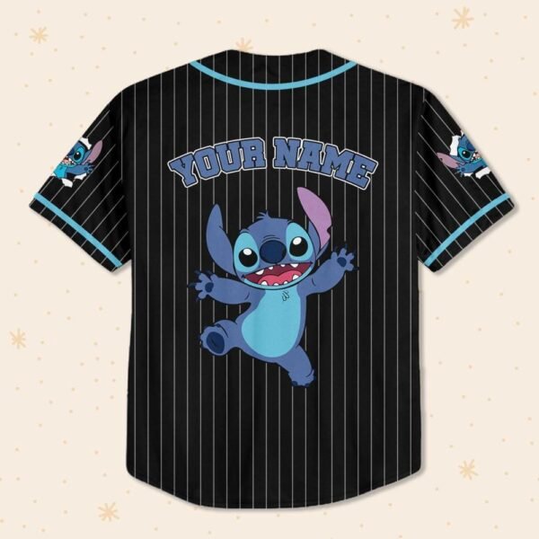 Personalize Disney Stitch Happy Striped Black Jersey, Lilo Stitch Birthday Gift - Image 4