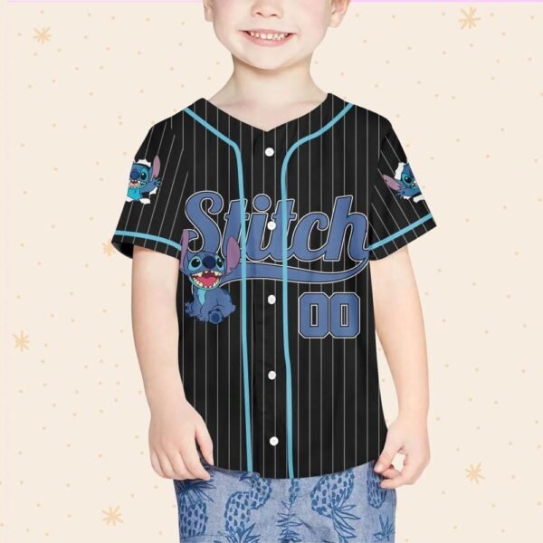 Personalize Disney Stitch Happy Striped Black Jersey, Lilo Stitch Birthday Gift - Image 5