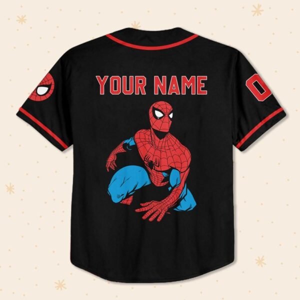 Personalize Disney Amazing Spider Man Baseball Jersey, Classic Black No Striped Shirt - Image 4