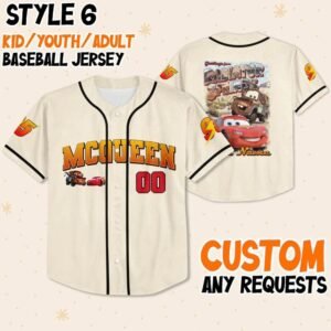 McQueen 95 Jersey Shirt – Personalized Disney Cars Baseball Tee