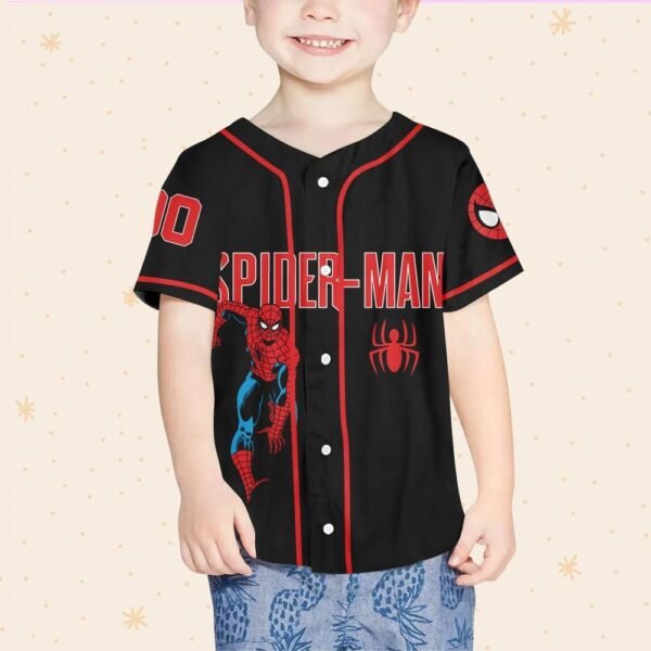 Personalize Disney Amazing Spider Man Baseball Jersey, Classic Black No Striped Shirt - Image 6