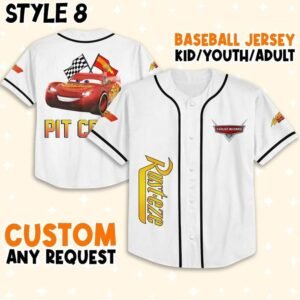 Personalize Cars Lightning Mcqueen Adult Kid Youth Baseball Jersey
