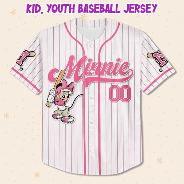 Custom Disney Mickey and Friends Minnie Pink Baseball Jersey - Image 6