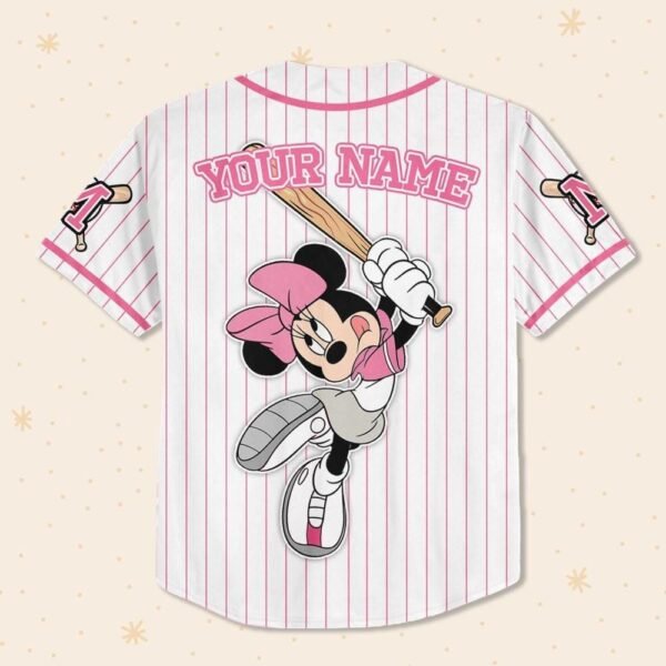 Custom Disney Mickey and Friends Minnie Pink Baseball Jersey - Image 4