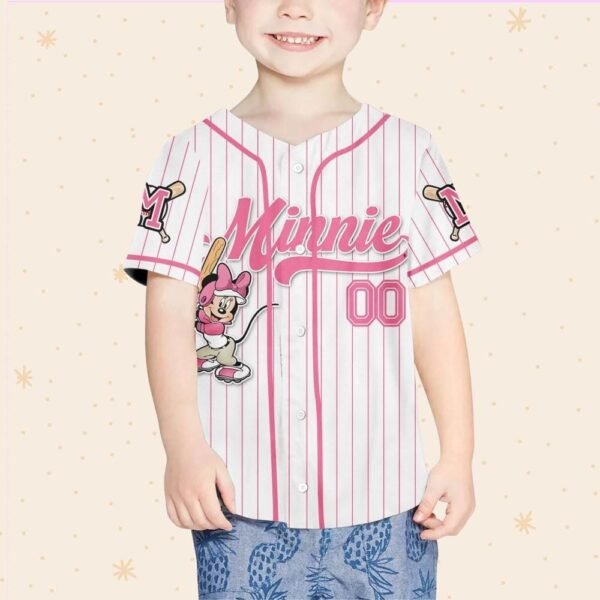 Custom Disney Mickey and Friends Minnie Pink Baseball Jersey - Image 5