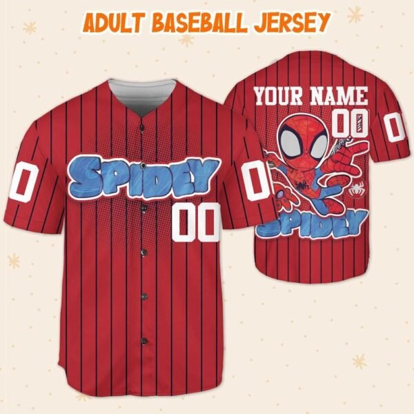 Personalize Spidey and his amazing friend Jersey, Custom Name Spiderman Baseball Jersey - Image 5