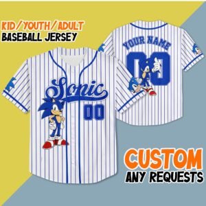 Personalized Sonic Baseball Jersey, Sonic Party Jersey, Sonic Birthday Gift