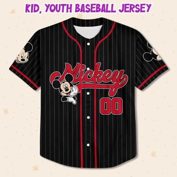 Personalize Disney Mickey Mouse Cute Striped Black, Custom Disneyland Jersey - Image 5