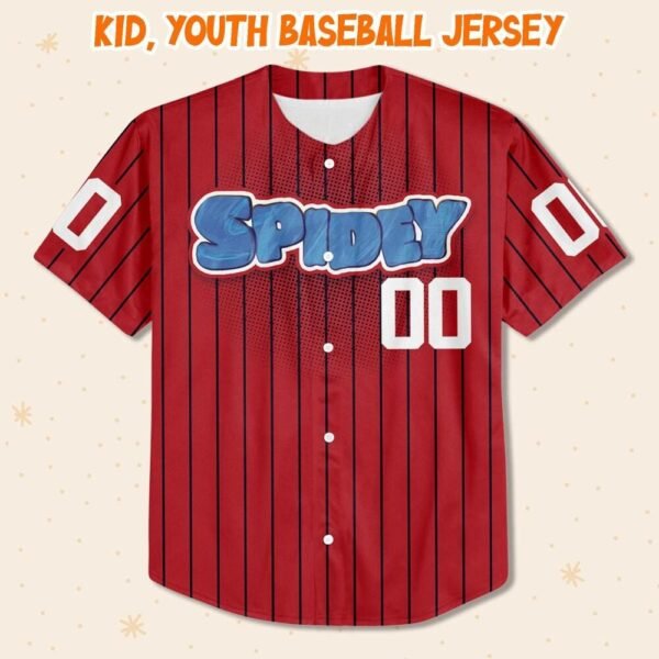 Personalize Spidey and his amazing friend Jersey, Custom Name Spiderman Baseball Jersey - Image 3
