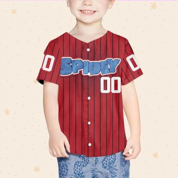 Personalize Spidey and his amazing friend Jersey, Custom Name Spiderman Baseball Jersey - Image 6