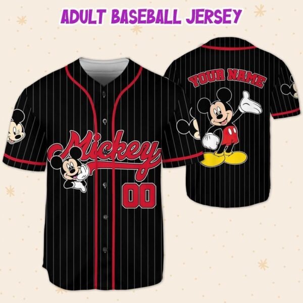 Personalize Disney Mickey Mouse Cute Striped Black, Custom Disneyland Jersey - Image 6