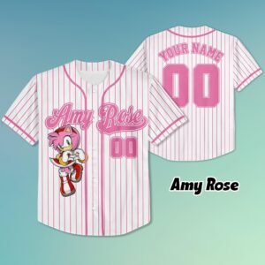 Amy Rose Baseball Jersey – Custom Pink Sonic Shirt with Name & Number Shirt