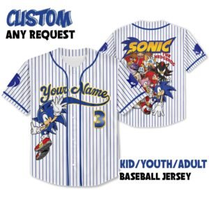 Personalized Number & Name Sonic Jersey, Sonic party jersey, Birthday gift for Kids