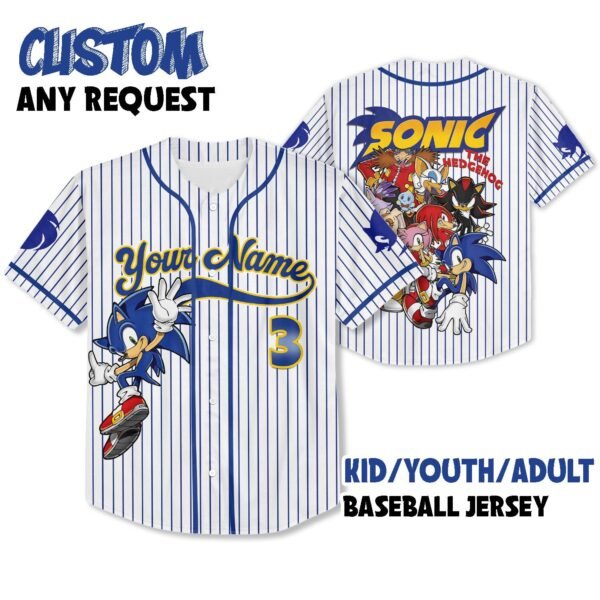 Personalized Number & Name Sonic Jersey, Sonic party jersey, Birthday gift for Kids