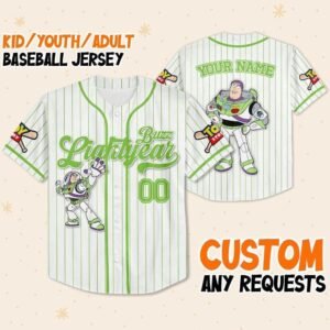 Custom Disney Toy Story Buzz Lightyear Baseball Jersey, Pixar Toy Story Gift