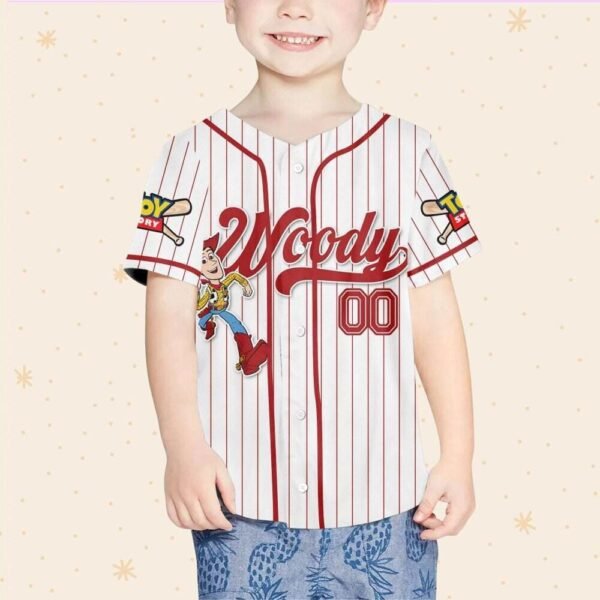 Custom Name Disney Toy Story Woody Baseball Jersey, Woody Birthday Jersey Gift - Image 5