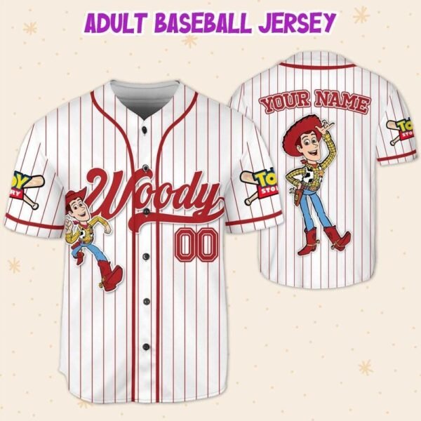 Custom Name Disney Toy Story Woody Baseball Jersey, Woody Birthday Jersey Gift - Image 6