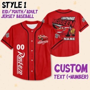 Red McQueen 95 Baseball Jersey – Custom Disney Cars Shirt for All Ages