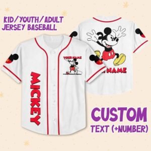 Personalize Jersey Mickey Lucky Custom Kids, Youth, Adult Disney Baseball