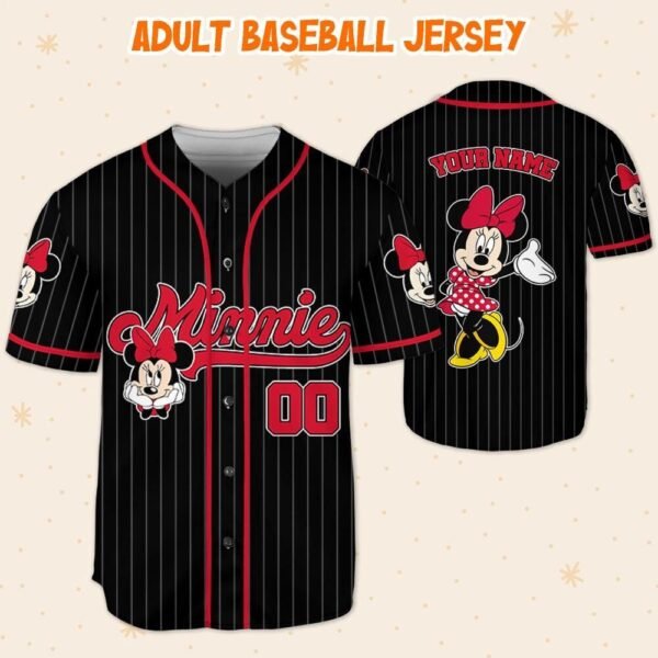 Personalize Disney Minnie Mouse Cute Striped Black, Custom Disneyland Jersey - Image 3
