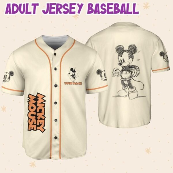 Personalize Mickey Classic Sketup Shirt, Custom Kids, Youth, Adult Disney Baseball Jersey - Image 3