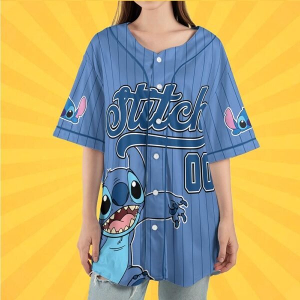 Blue Stitch Jersey – Custom Name Stitch Pinstripe Jersey Baseball Shirt - Image 3