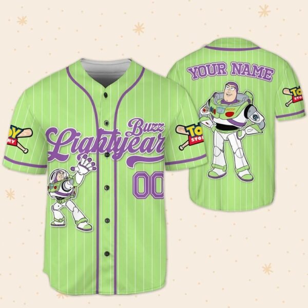 Disney Toy Story Buzz Lightyear Green Simple Baseball Jersey,Buzz Lightyear Birthday Jersey Disney - Image 5