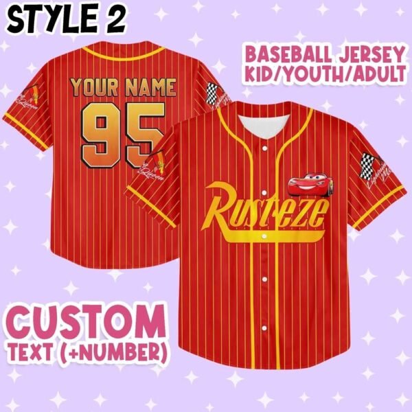 Red Striped Baseball Jersey – Custom McQueen 95 Shirt