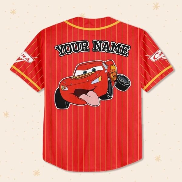 Custom Disney Cars Lightning McQueen Red Simple Jersey Baseball - Image 4
